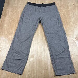 Prana Vaha Balance Pants Mens Large Shadow Gray Straight Leg Chambray Hemp Blend